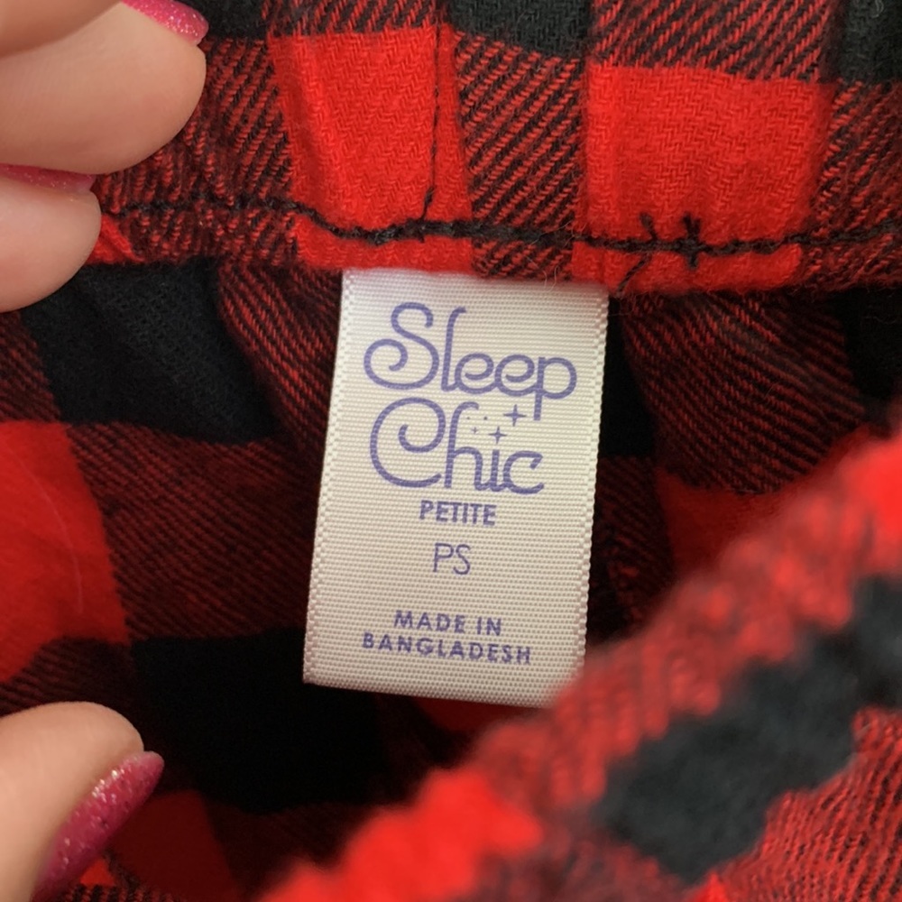 Sleep Chic Flannel Drawstring Red Sweatpants Sz S… - image 2